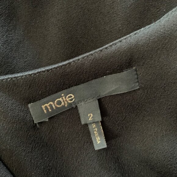 New Maje Decoller cape poncho high neck semisheer lace insert trapeze minidress - Picture 13 of 16